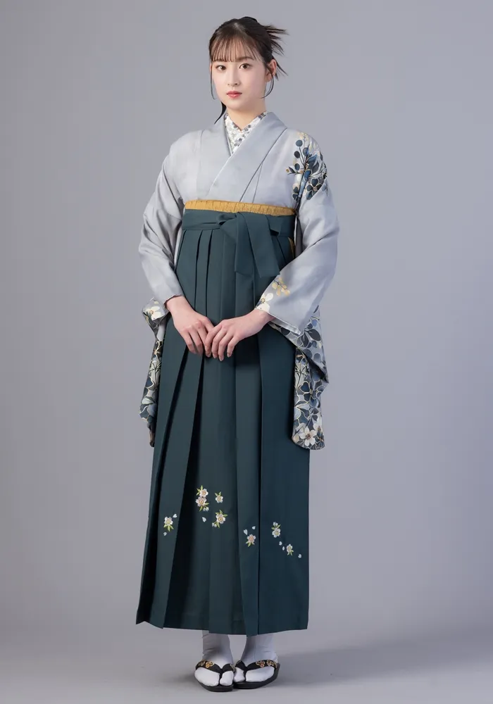 【着物】墨流し花紋+【袴】ﾌｶﾐﾄﾞﾘｼｼｭｳ