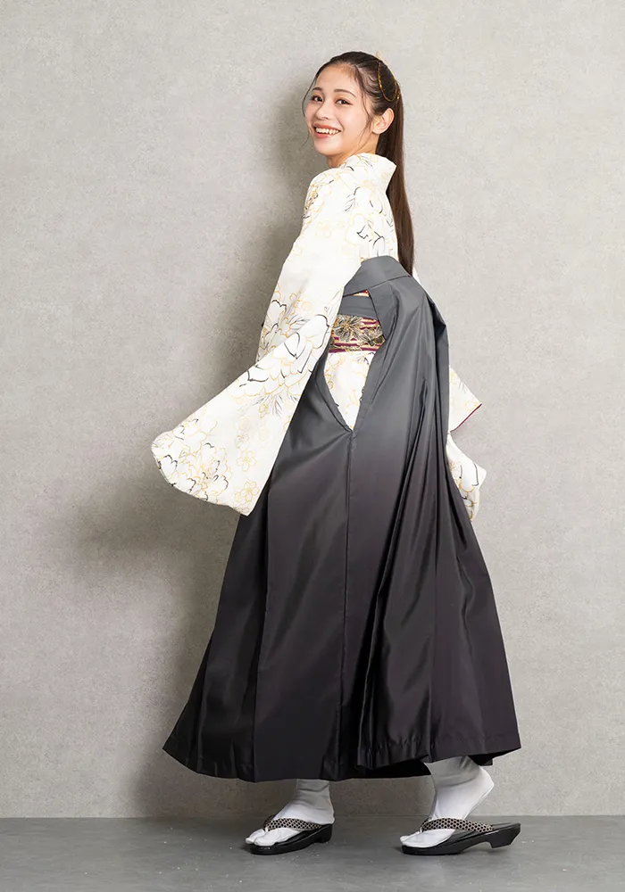 【卒業式袴レンタル/コーデ/宅配ネットレンタル/新作】個性的レトロ(オシャレ)　白/黒/グレー　BB4003_GRB040