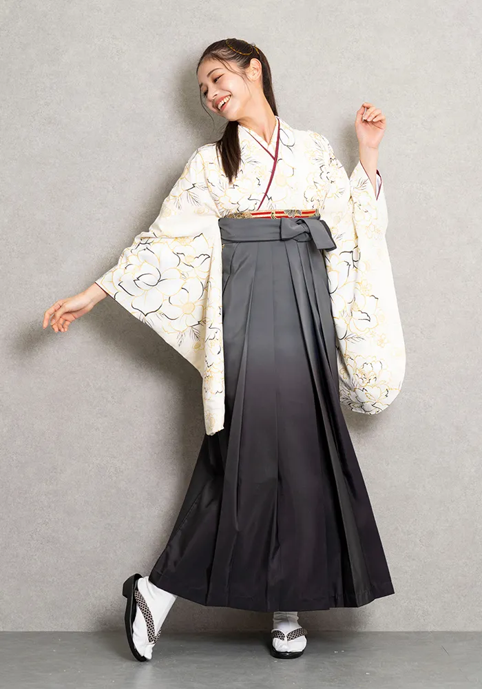 【卒業式袴レンタル/コーデ/宅配ネットレンタル/新作】個性的レトロ(オシャレ)　白/黒/グレー　BB4003_GRB040
