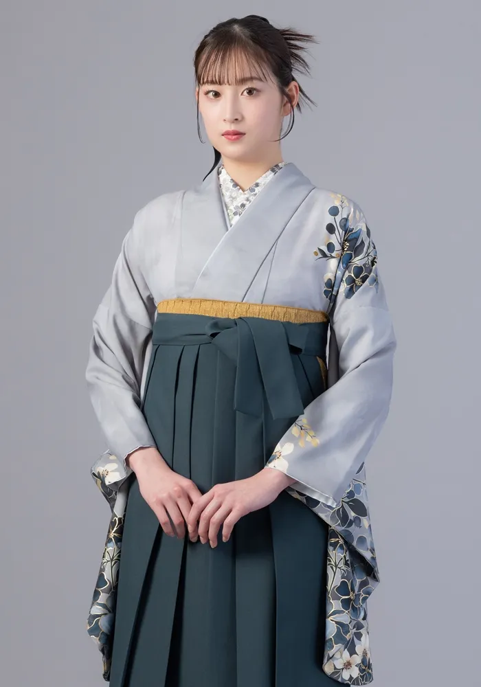 卒業式袴宅配ネットレンタル【着物単品】墨流し花紋