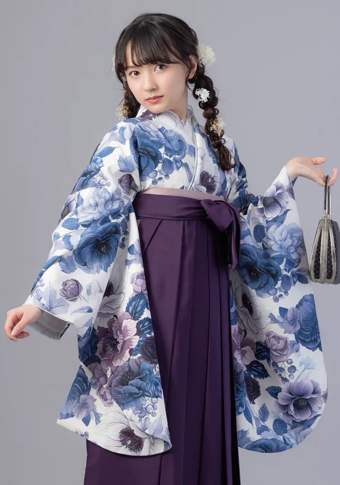 卒業式袴宅配ネットレンタル【着物単品】群青ボタニカル