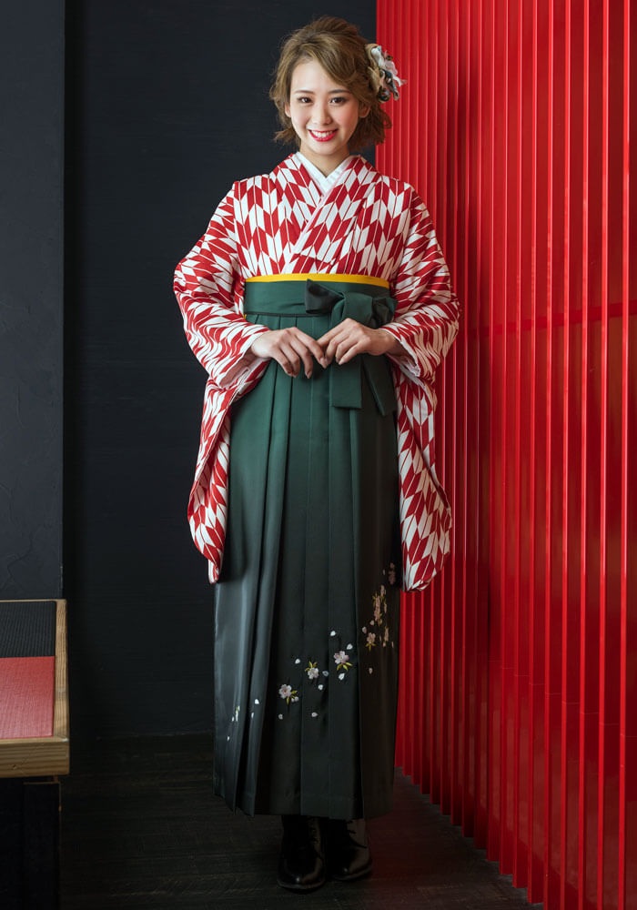 大正ロマンな赤矢絣の着物